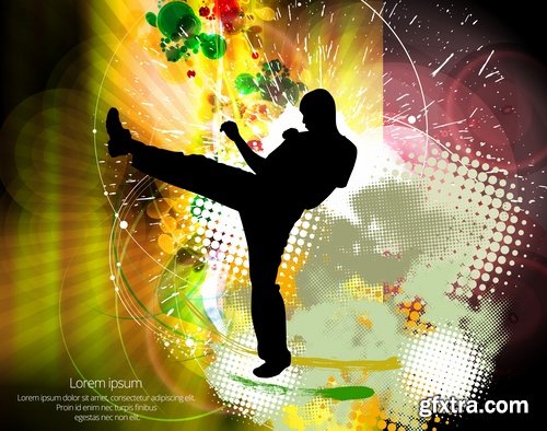 Karate Martial Arts of shock technique foot vector picture flyer banner 25 EPS