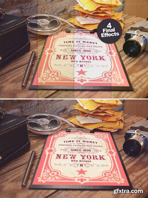 4 Different Vintage Photo Style Poster PSD Mockup