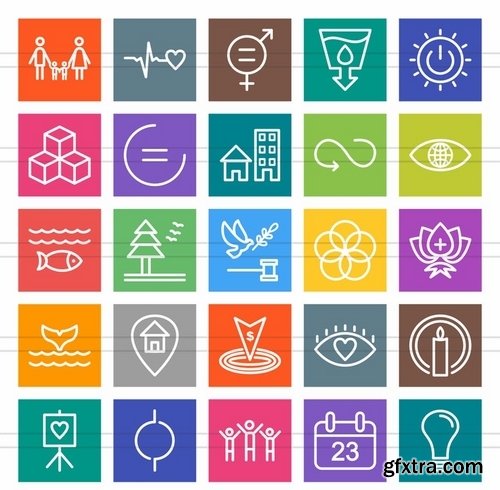 50 Community Line Multicolor BG Icons