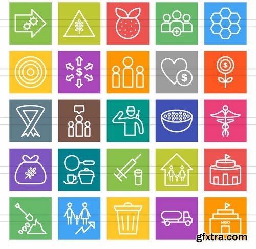 50 Community Line Multicolor BG Icons