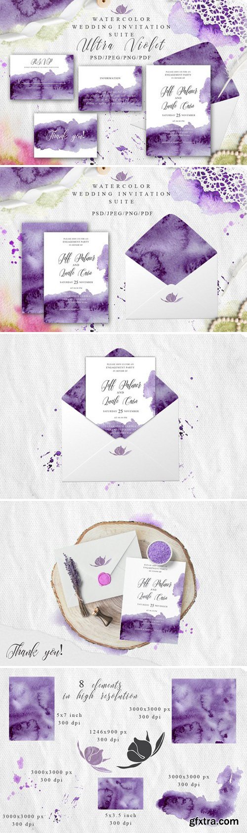 CM - Ultra Violet Watercolor Wedding card 2254751