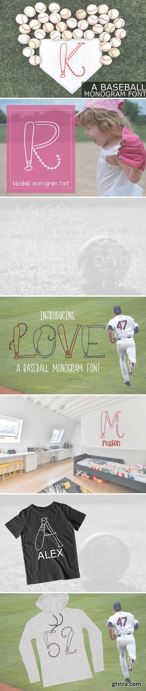 CM - Hand Drawn Baseball Monogram Font 2256201