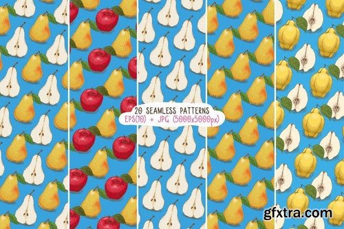 Fruits Seamless Patterns Set