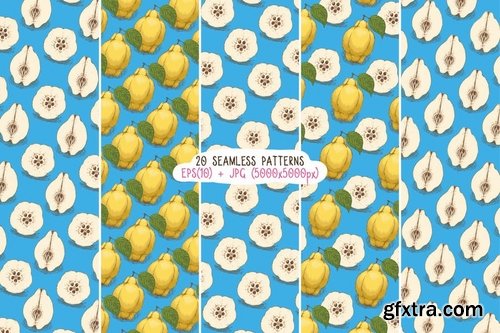 Fruits Seamless Patterns Set