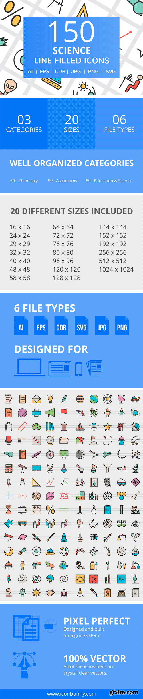 CM - 150 Science Filled Line Icons 2198454