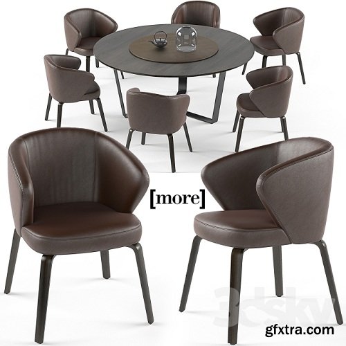 Mudi Armchair and Pero Round table Set 3d Model