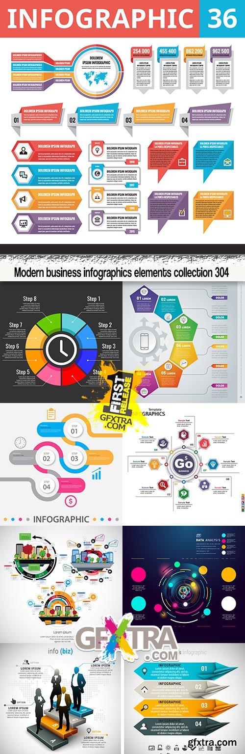 Modern business infographics elements collection 304