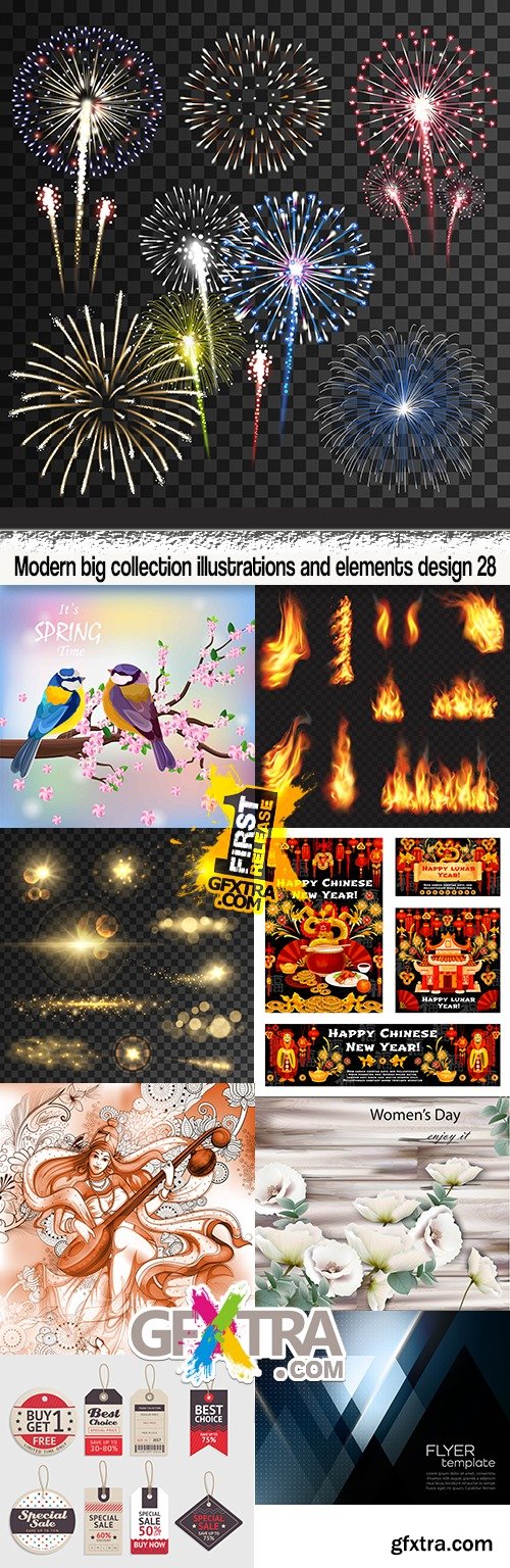 Modern big collection illustrations and elements design 28