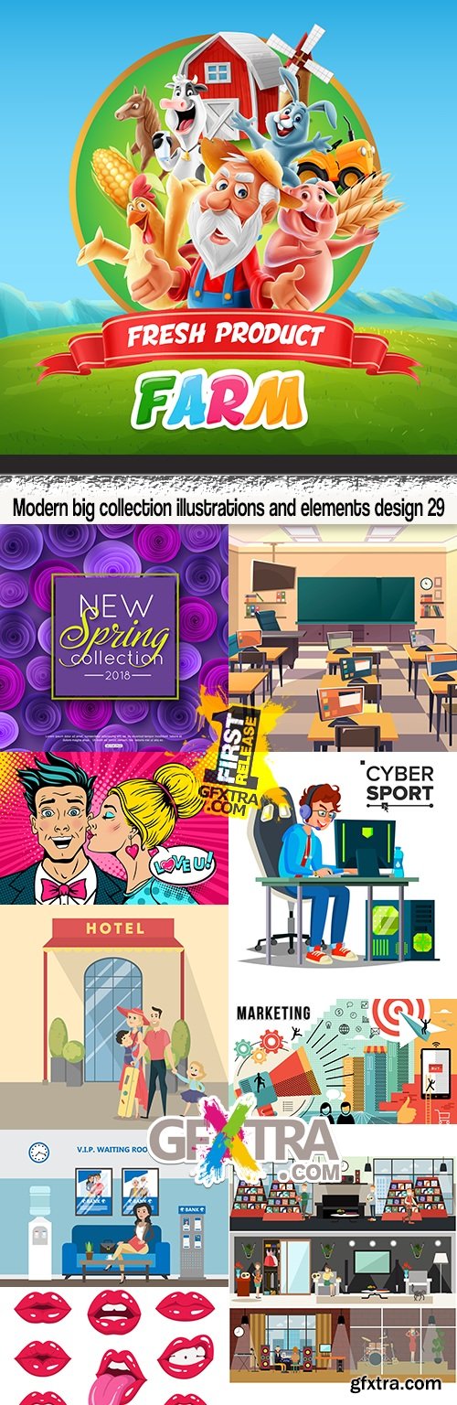 Modern big collection illustrations and elements design 29