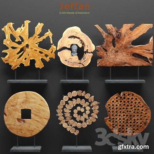 Jeffan Art Wood Decor Set 3d Models