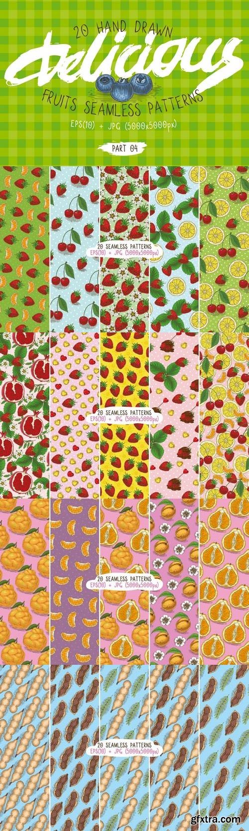 Fruits Seamless Patterns Set