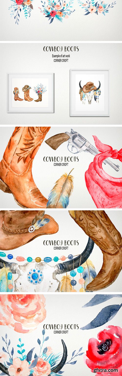 CM - Watercolor Cowboy Boots Collection 2272625