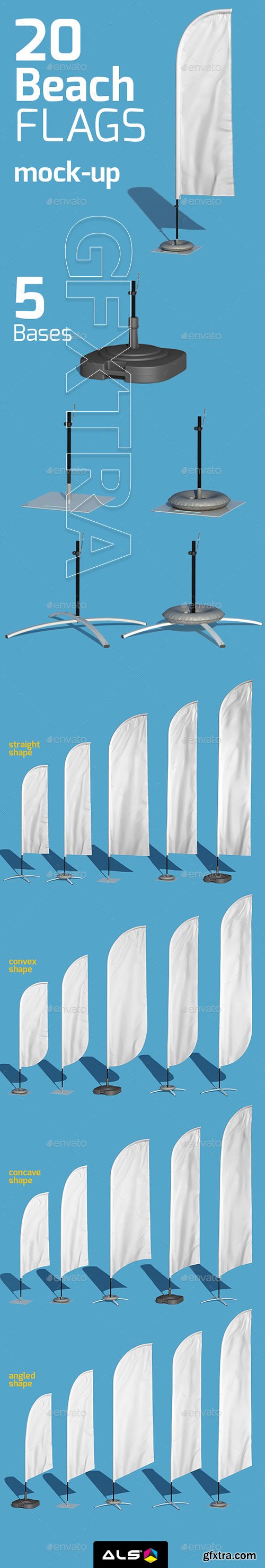 CreativeMarket - 20 Beach Flag Mock-up 21448089