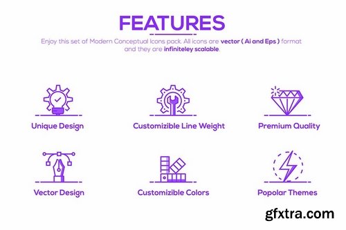 Set of Modern Flat Purple Color Conceptual icons