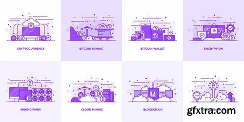 Set of Modern Flat Purple Color Conceptual icons