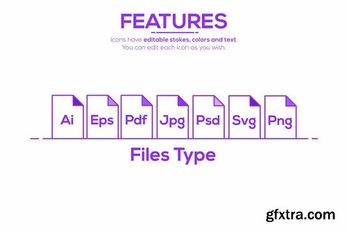 Set of Modern Flat Purple Color Conceptual icons