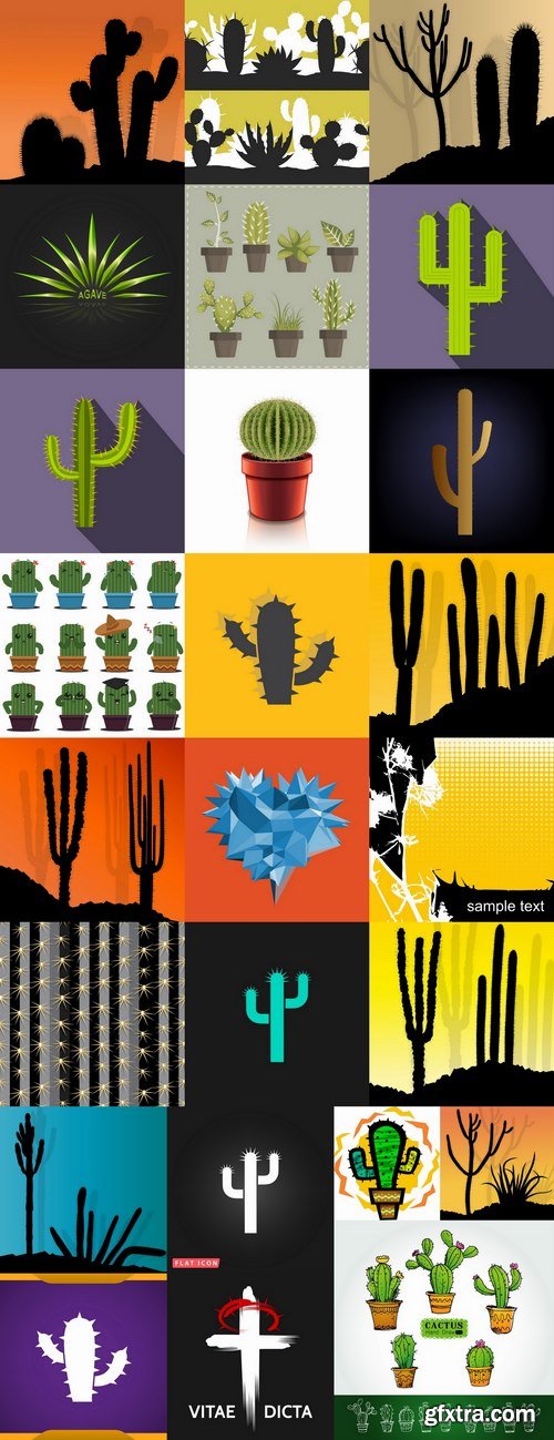 Cactus plant flower icon logo thorn vector image 25 EPS