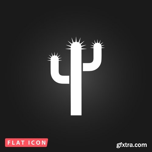 Cactus plant flower icon logo thorn vector image 25 EPS