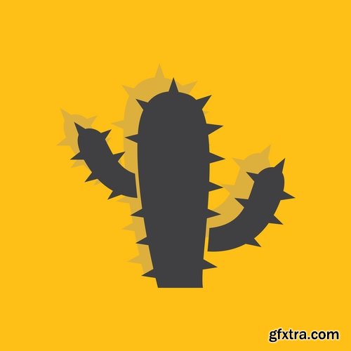 Cactus plant flower icon logo thorn vector image 25 EPS