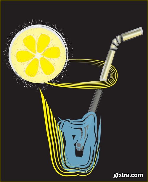 Cocktail drink fresh glass cup vector image 25 EPS