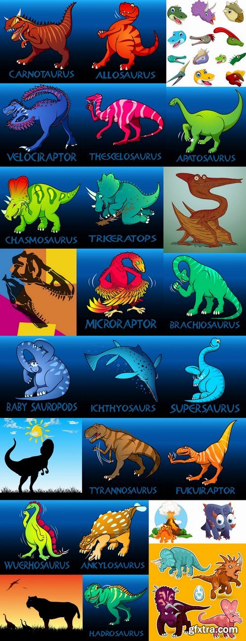 Dinosaur fossil reptile amphibian animal lizard 25 EPS