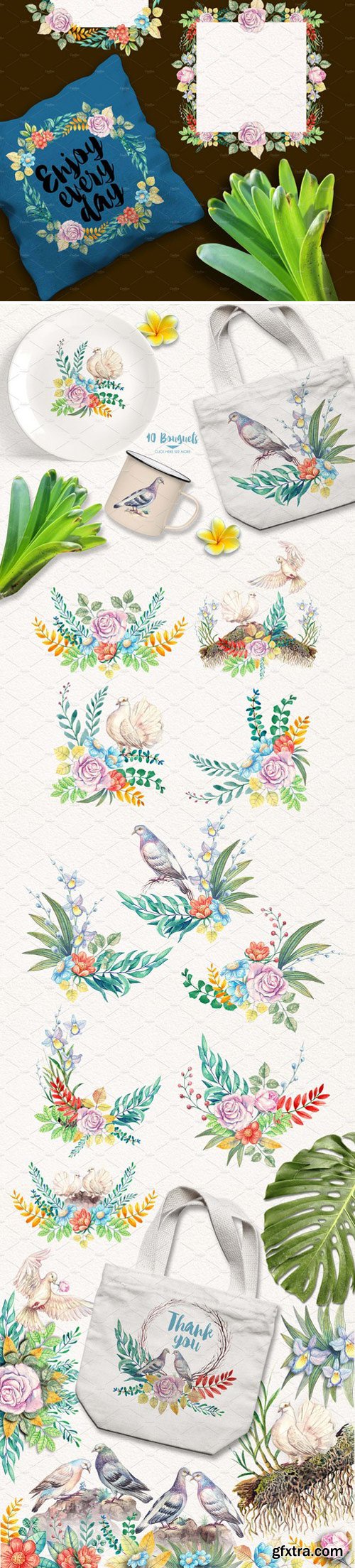 CM - Watercolor Pigeons of Peace 2256487