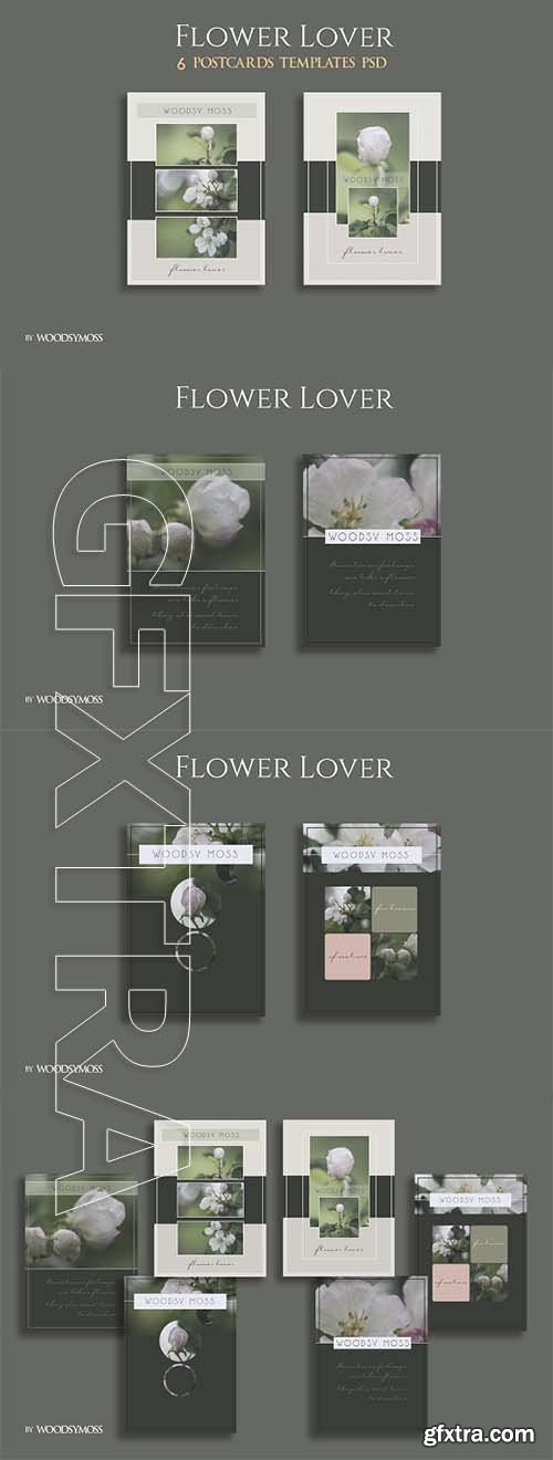 CreativeMarket - Flower Lover Postcards Flyers 2314070