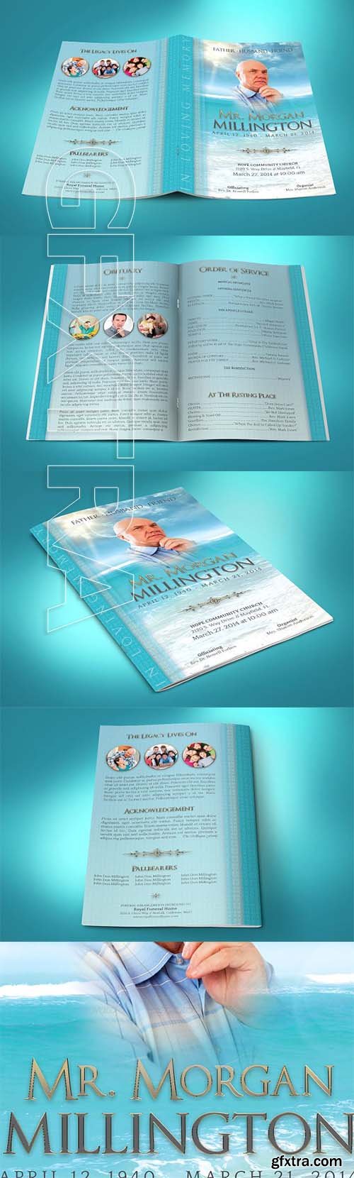 CreativeMarket - Oceanic Funeral Program Small - 4 Pg 2313352