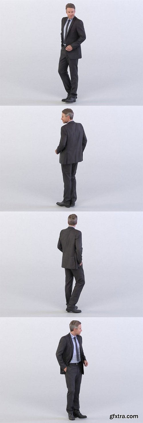 Dennis 0253 Man in a Suit Standing at an Angle, Arm in a Pocket 3D Model