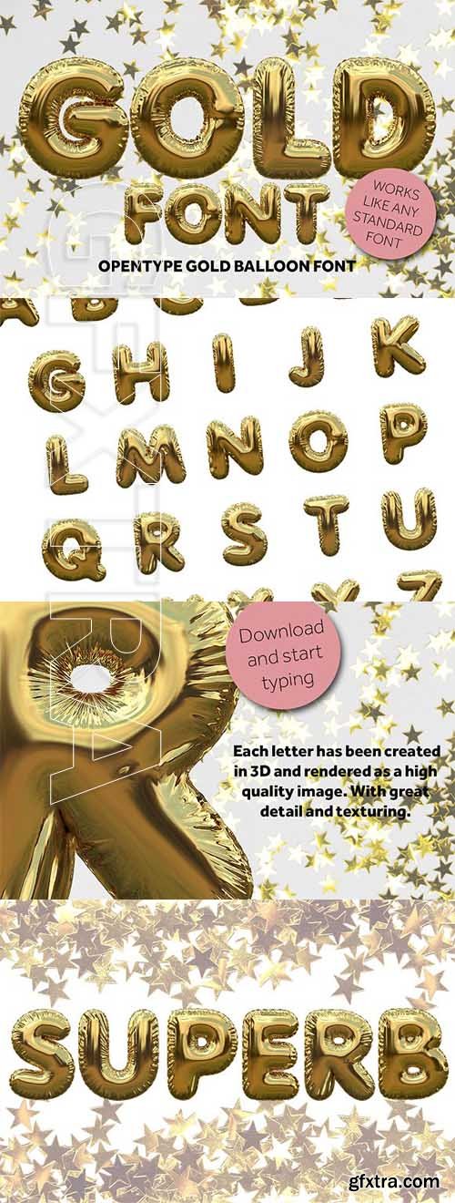 CreativeMarket - Gold foil balloon font 2290740