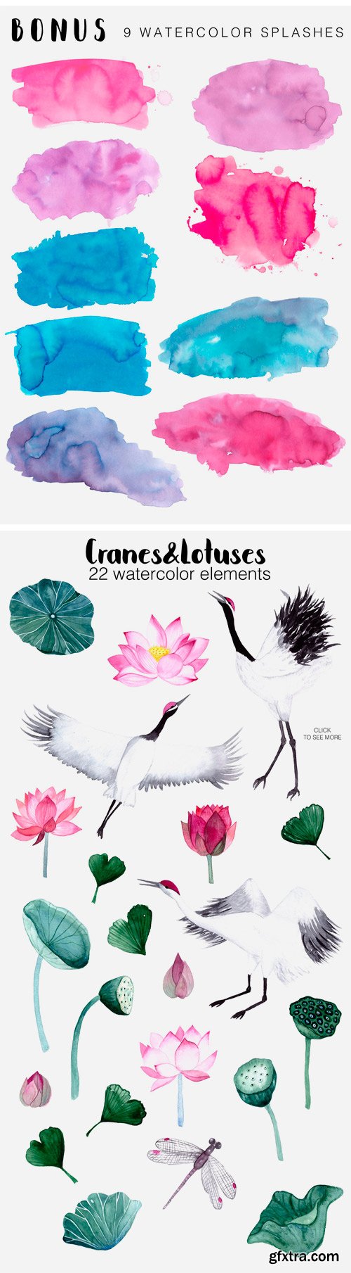 CM - CRANES & LOTUSES WATERCOLOR SET 2268844