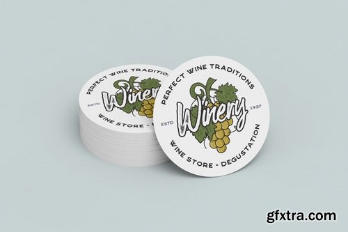 Winery Logo Designs & Wine Elements Retro Badges