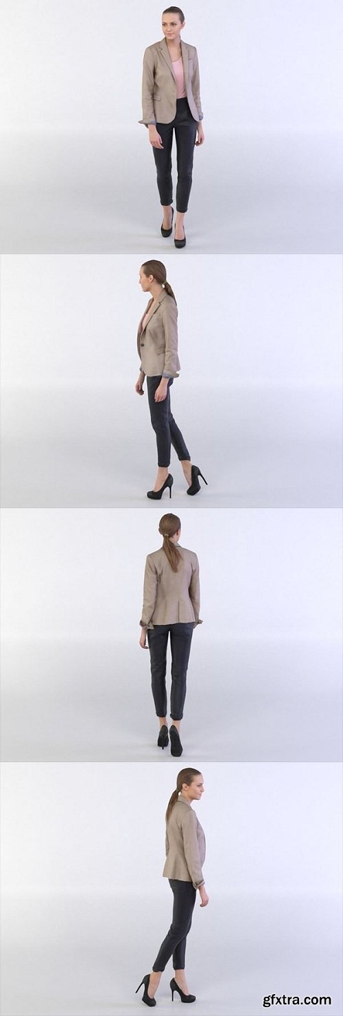 Julia 0292 Woman in a jacket walking looking aside 3D Model