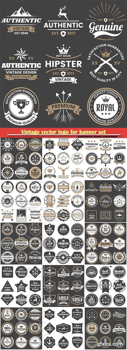 Vintage vector logo for banner set illustration template