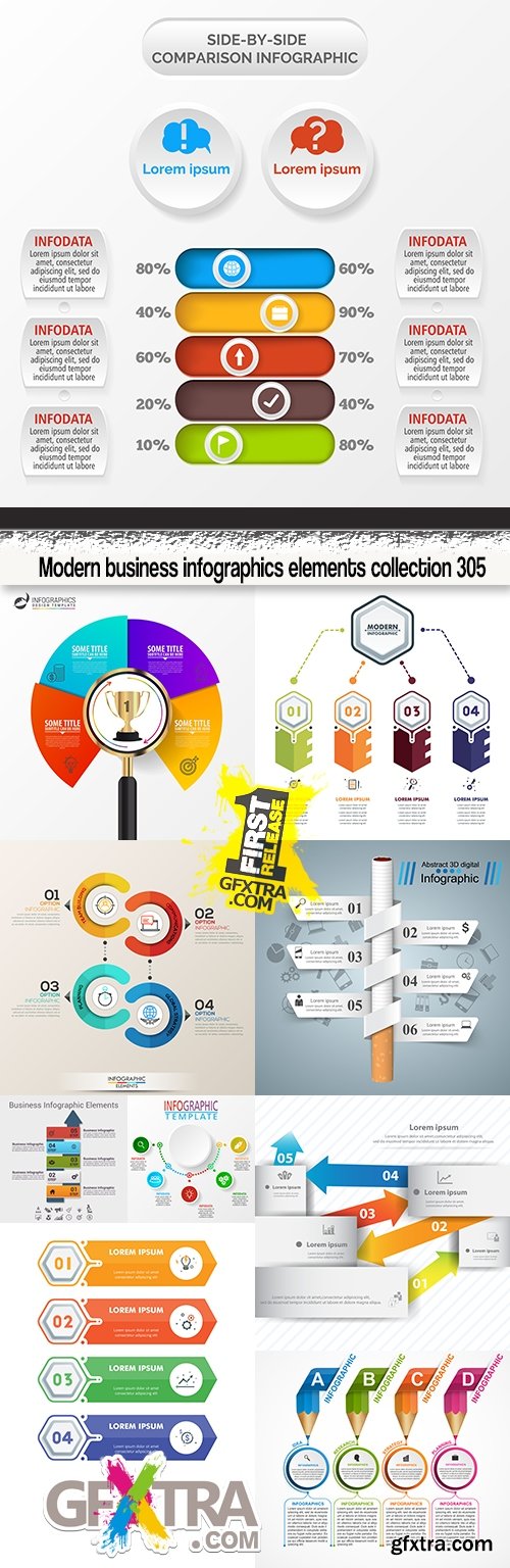 Modern business infographics elements collection 305