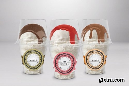 Clear Sundae Ice Cream Cups with Lids Mockup