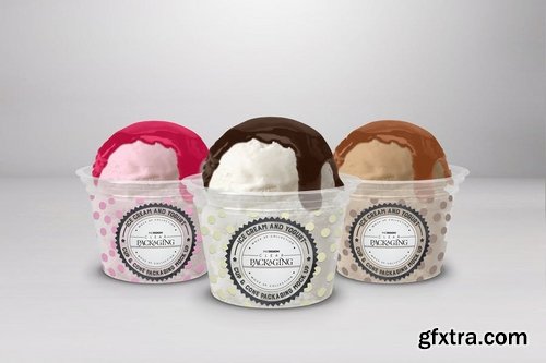 Clear Sundae Ice Cream Cups with Lids Mockup