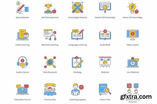 100 Online Education Icons