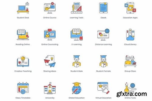 100 Online Education Icons