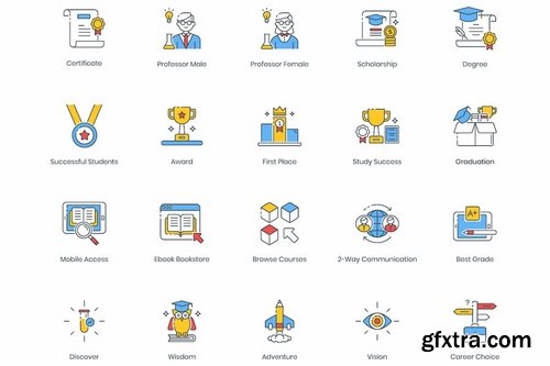 100 Online Education Icons