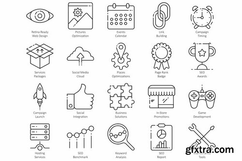 100 SEO Line Icons