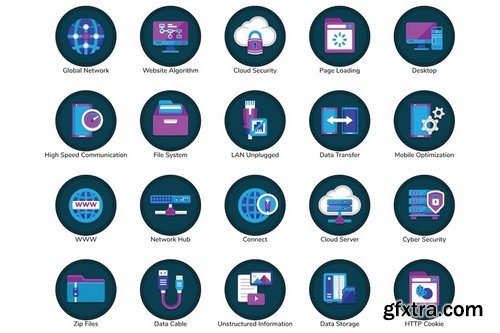 100 Web Hosting Flat Icons