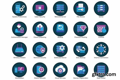 100 Web Hosting Flat Icons