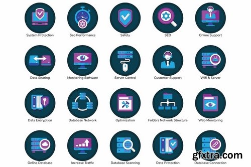 100 Web Hosting Flat Icons