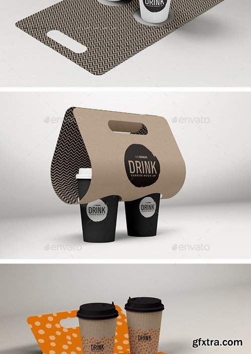 GraphicRiver - Coffee or Drink Take out Carrier Vol1 Packaging Mock Up 16056610