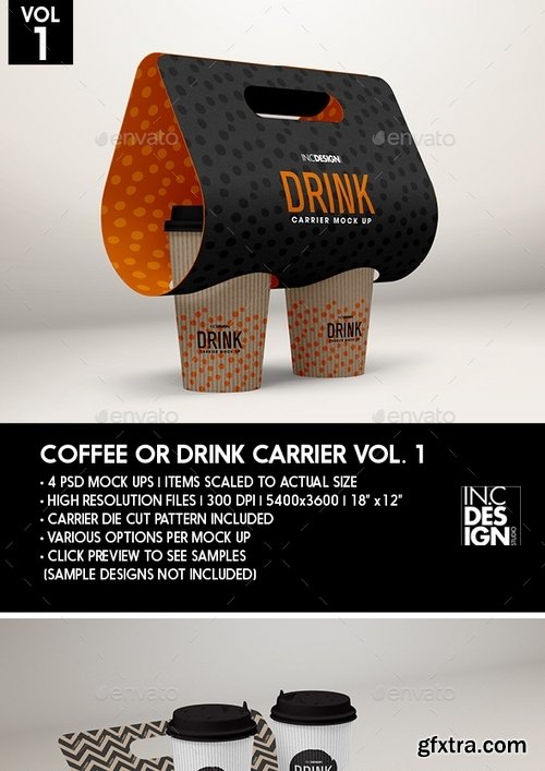 GraphicRiver - Coffee or Drink Take out Carrier Vol1 Packaging Mock Up 16056610