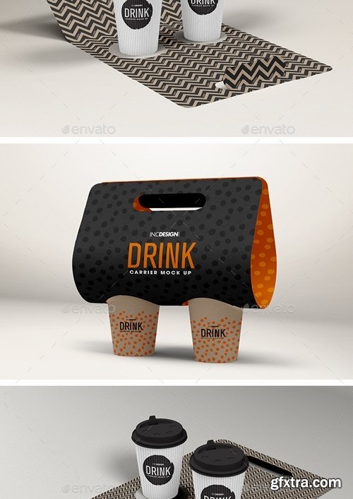 GraphicRiver - Coffee or Drink Take out Carrier Vol1 Packaging Mock Up 16056610