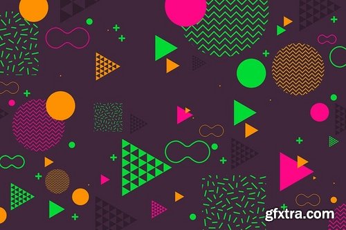 Hipster Shapes in Memphis Style Design Backgrounds