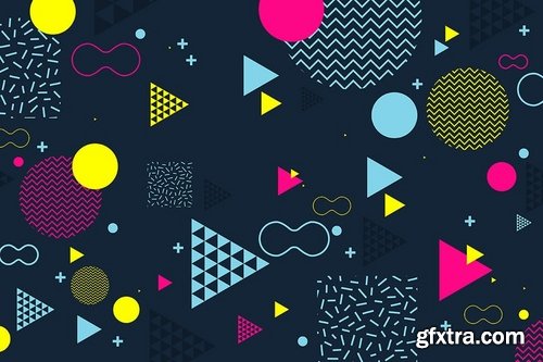 Hipster Shapes in Memphis Style Design Backgrounds