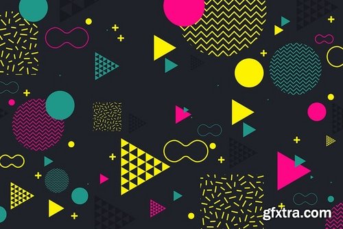 Hipster Shapes in Memphis Style Design Backgrounds